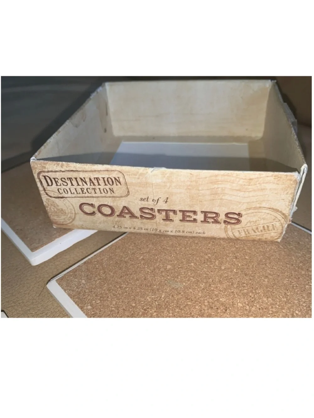 Home Essentials Set of 4 I’m On Beach Time Coasters NIB Ocean Palm Trees NIB